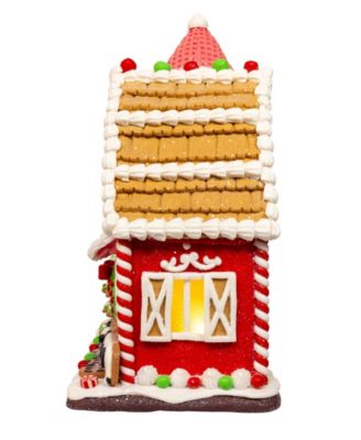12" Battery Operated LED Gingerbread Barn