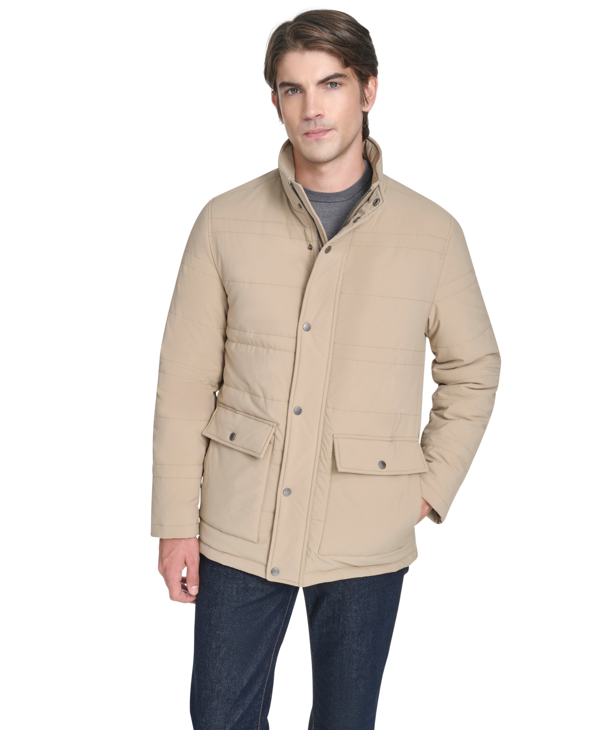 Cole Haan Men's Stretch Quilted Jacket - Beige Size Xxl In Brown