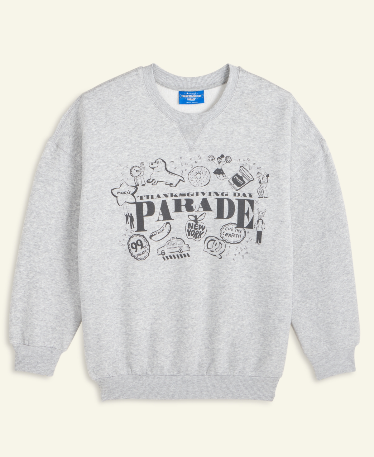 Macy's Thanksgiving Day Parade Unisex Light Heather Grey Crewneck Sweatshirt, Exclusive
