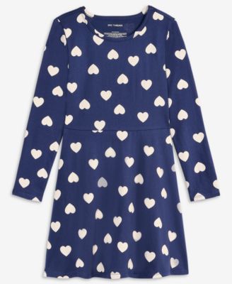 Girls 5-20 Heart-Print Long-Sleeve Dress, Macy's Exclusive