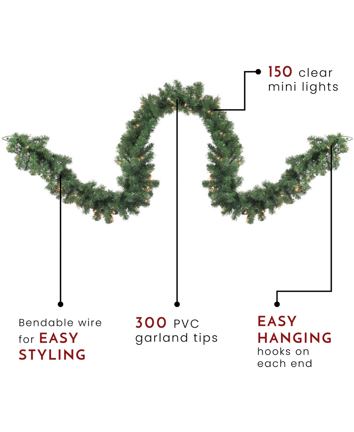 Northlight 9' Pre-lit Windsor Pine Artificial Christmas Garland In Green