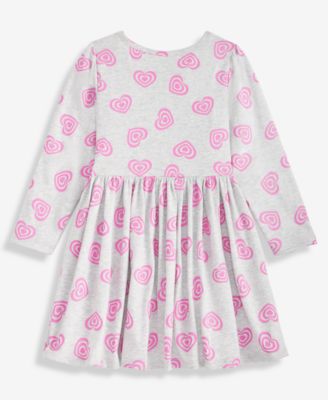 Girls Toddler 2T-4T Heart-Print Long-Sleeve Dress, Macy's Exclusive