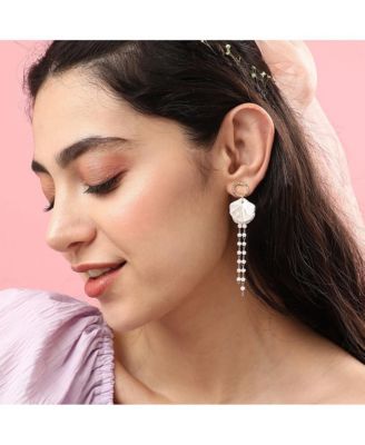 Women's White  Shell Drop Earrings
