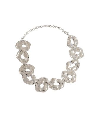 Women's Gold Dented Halo Statement Necklace
