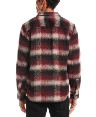 Men's Brushed Plaid Pattern Long-Sleeve Shirt Jacket