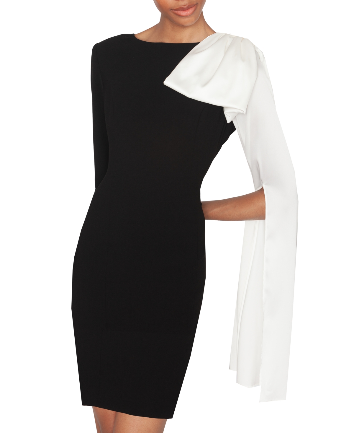 White Tie By Shani Women's Dramatic Bow Boat Neck Dress In Black