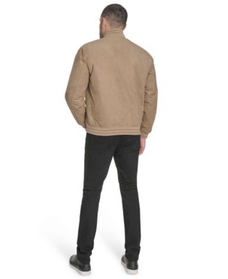 Men's Faux Suede Varsity Bomber with Patches