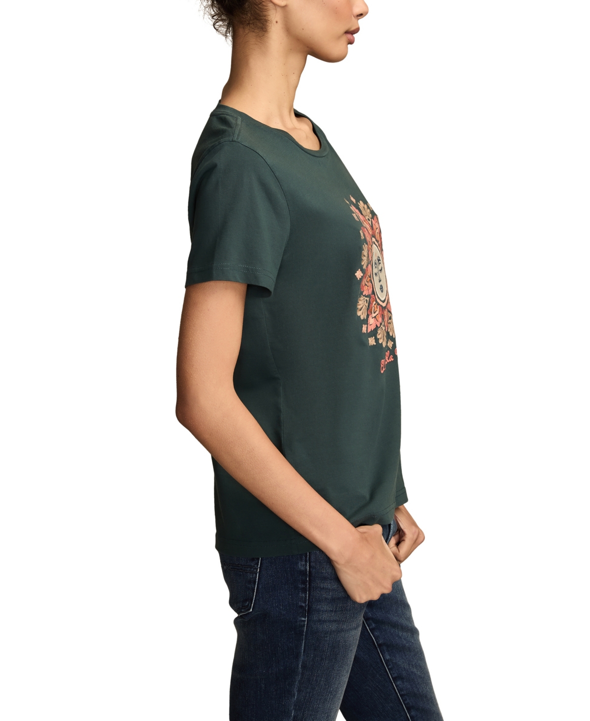 Lucky Brand Women's Embroidered Short Sleeves T-Shirt