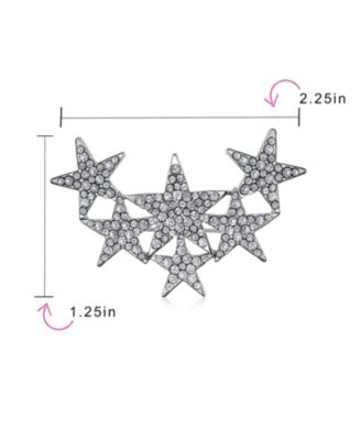 Set of 2 Large Celestial Rock Star Crystal Stars Brooch Pin Silver Gold Plated