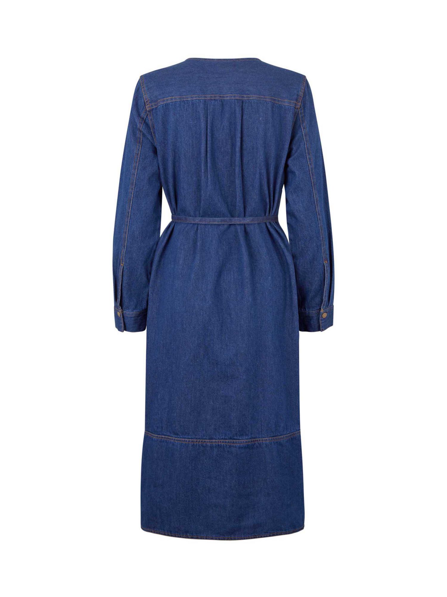 Women's Long Sleeve V-Neck Denim Midi Dress