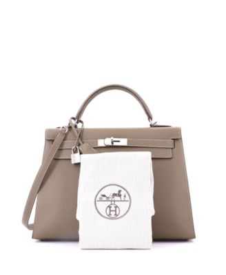 Kelly 32 Handbag Grey Epsom with Palladium Hardware