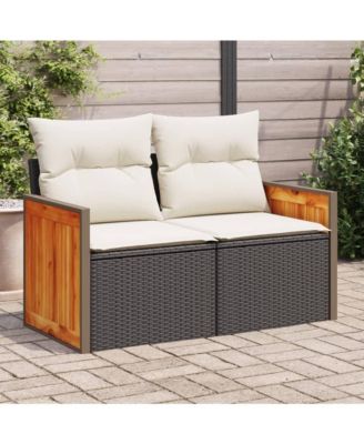 Garden Sofa Black PE rattan 2-seater Modular Garden Sofa
