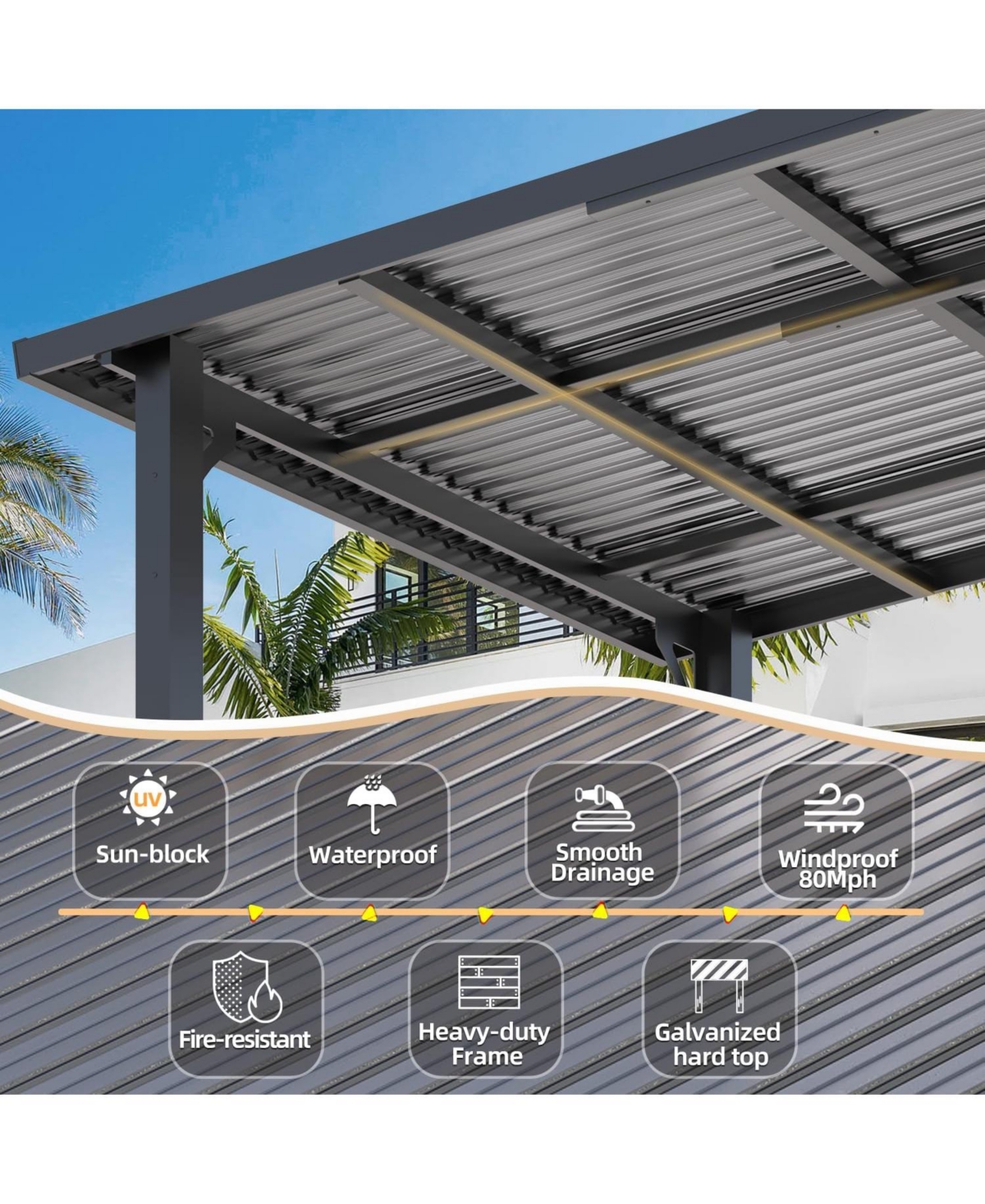 Aecojoy 12' x 10' Hardtop Gazebo Outdoor Pergola Lean to Metal Pergolas