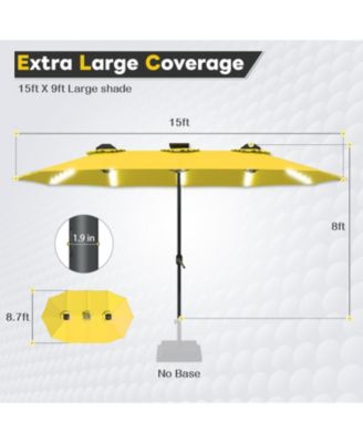 15ft Patio Double-Sided Umbrella, 156 PCS Solar LED Light Outdoor Large Umbrella