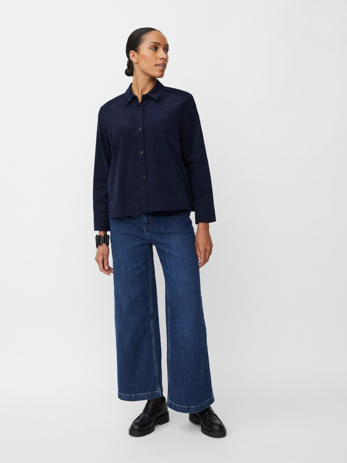 Masai Copenhagen Women's Long Sleeve Collared Velvet Shirt