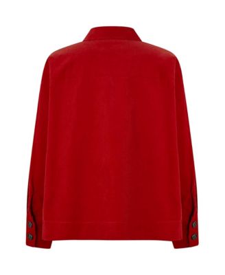 Women's Long Sleeve Collared Velvet Shirt