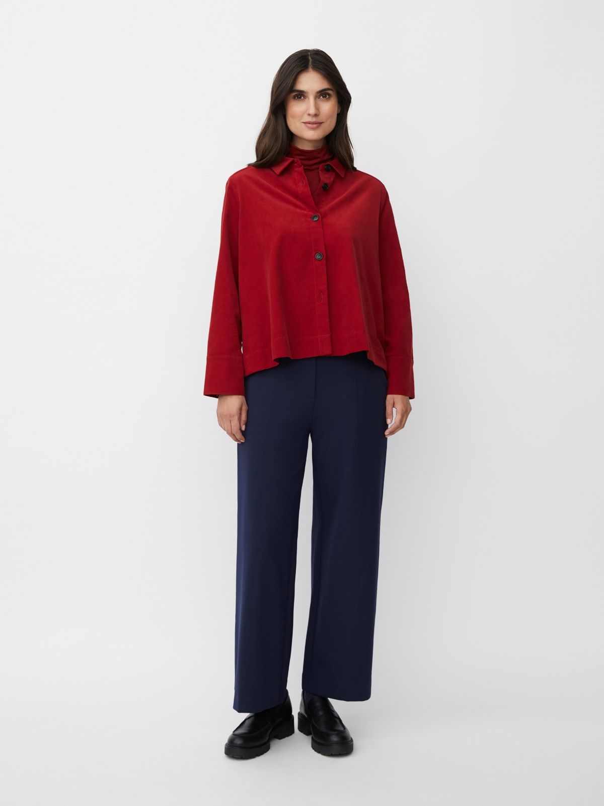 Masai Copenhagen Women's Long Sleeve Collared Velvet Shirt