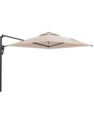 10FT Large Patio Umbrella with Solar Lights, Rectangle Wall Mounted Outdoor Patio Umbrella