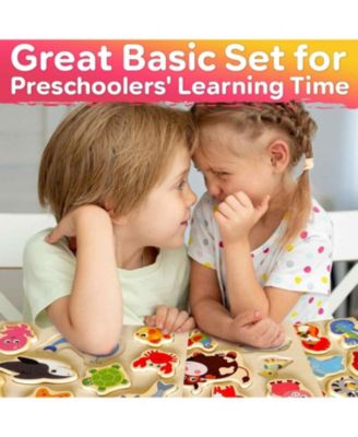 3x25 Pcs Chunky Wooden Puzzles for Toddlers 2-4 Ages