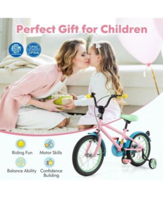 16 Inch Kids Bike with Adjustable Handlebar and Saddle, Pink