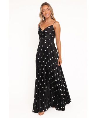 Women's Naira Pleated Maxi Dress - Black Polka Dot 14