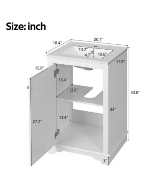 20-Inch Bathroom Vanity with Ceramic Sink, Freestanding Single Vanity, Soft-Close Door & Adjustable Shelf