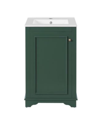 20-Inch Bathroom Vanity with Ceramic Sink, Freestanding Single Vanity, Soft-Close Door & Adjustable Shelf