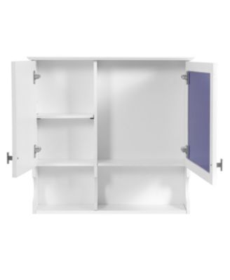 30'' Mirror Medicine Cabinet with Open Shelves, Doors & Adjustable Shelf for Bathroom Storage