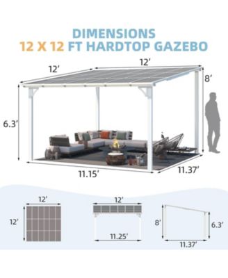 12'x12' Wall Mounted Gazebos Pergola