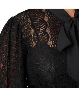 Plus Size Long Sleeve Neck Tie Gwen Blouse