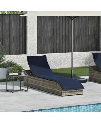 Folding Sun Lounger Grey PE rattan Standard Foldable
