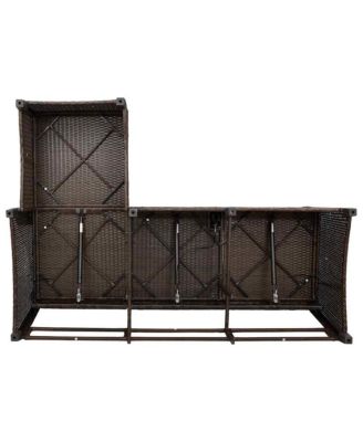 Reclining Patio Sofa with Cushions L-shaped Brown Poly Rattan