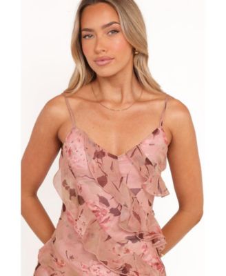 Women's Ciao Ruffles Maxi Dress - Pale Pink Floral XL