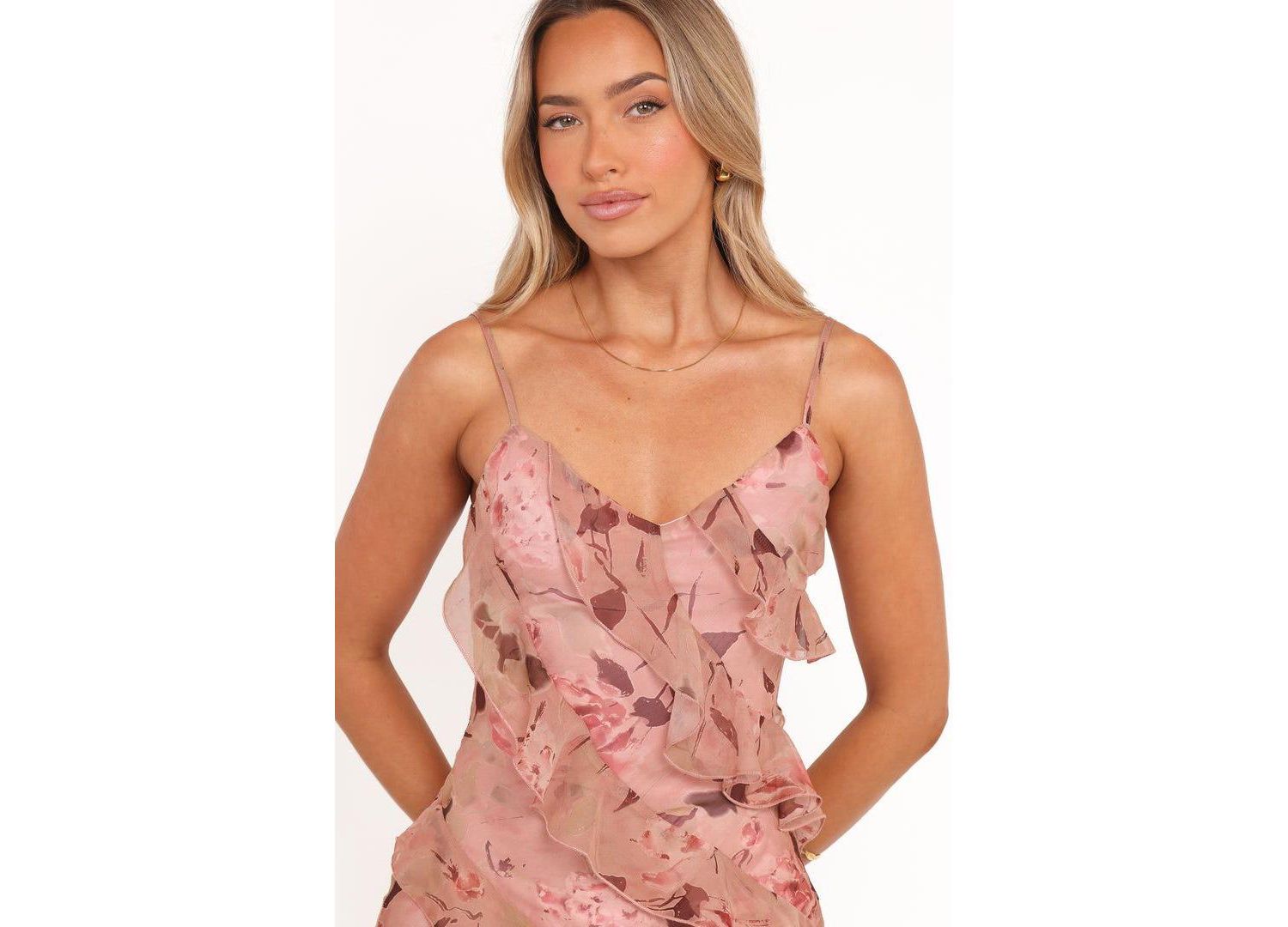 Women's Ciao Ruffles Maxi Dress - Pale Pink Floral