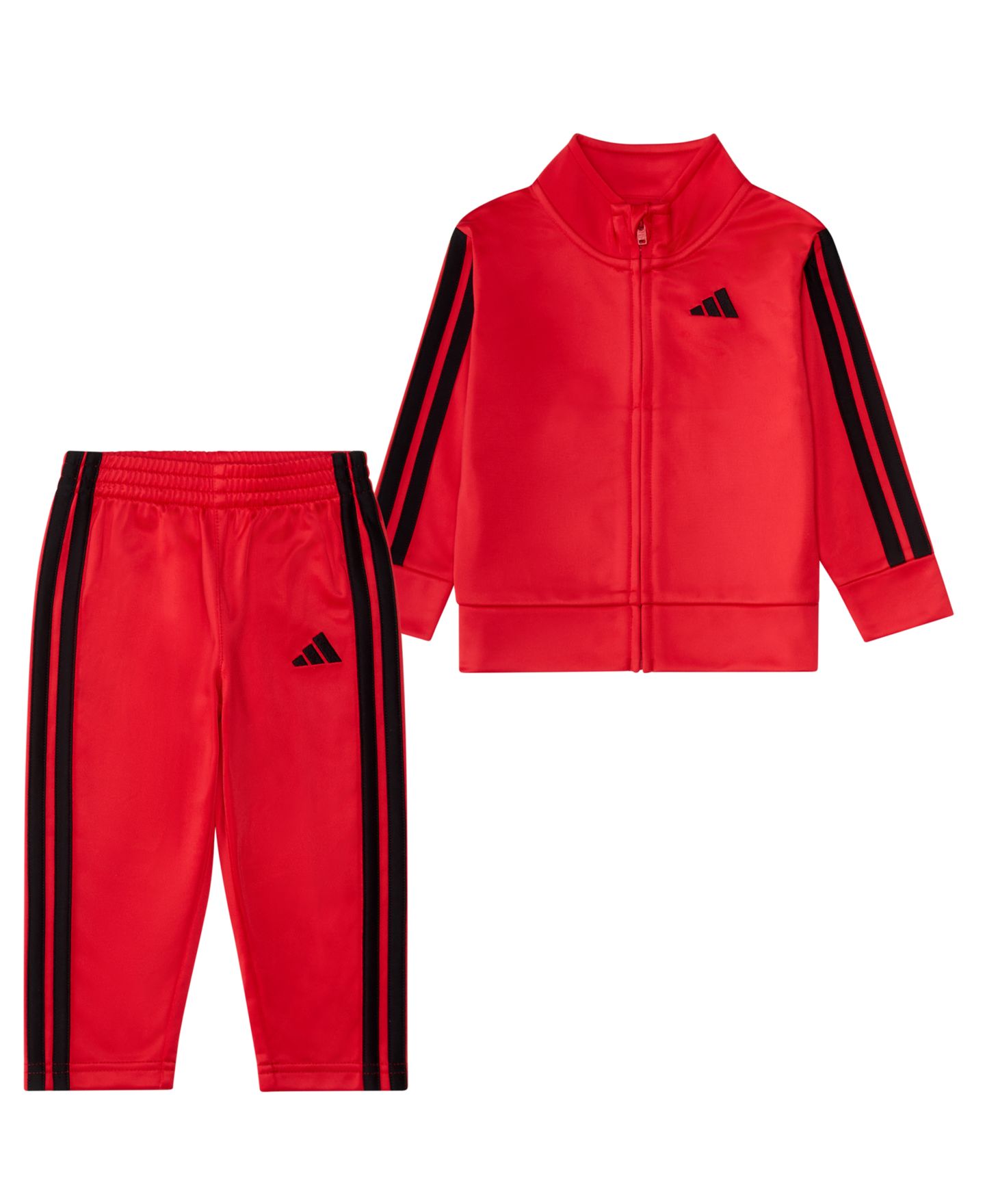 Комплект adidas Stripe Detail Jacket and Joggers, 2-Piece Set для мальчиков-малышей, цвет: Яркий красный — фото 1