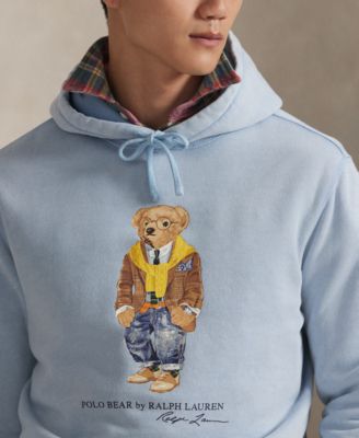 Men's Polo Bear Garment-Dyed Fleece Hoodie Sweatshirt