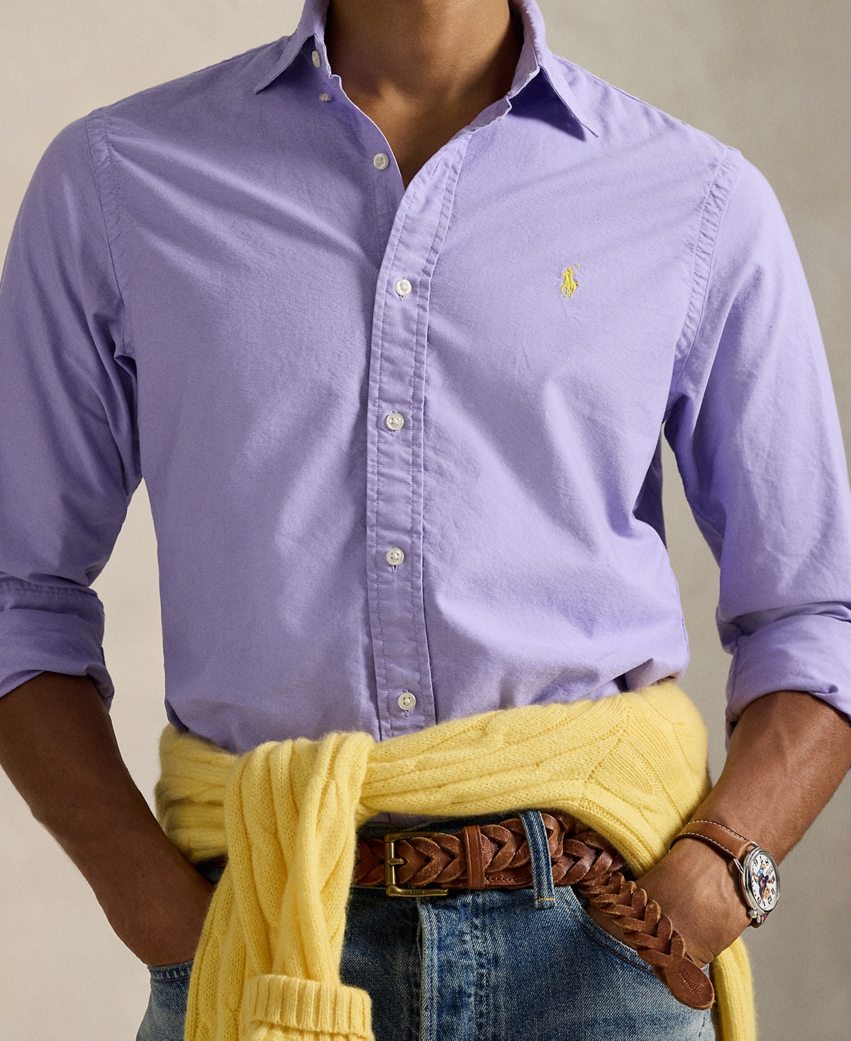 Polo Ralph Lauren Men's Garment-dyed Oxford Shirt In Purple