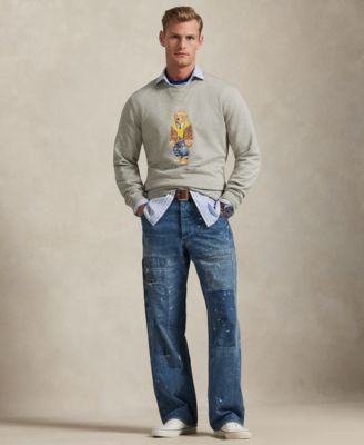 Men's Long-Sleeve Polo Bear Fleece Sweatshirt