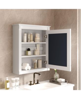 24" x 27" MDF Adjustable Shelf & Soft-Close Hinges Wall-Mounted Mirror Cabinet