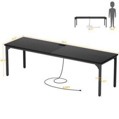 8.8'' W Rectangle Computer Desk, Wood Top Study Workstation