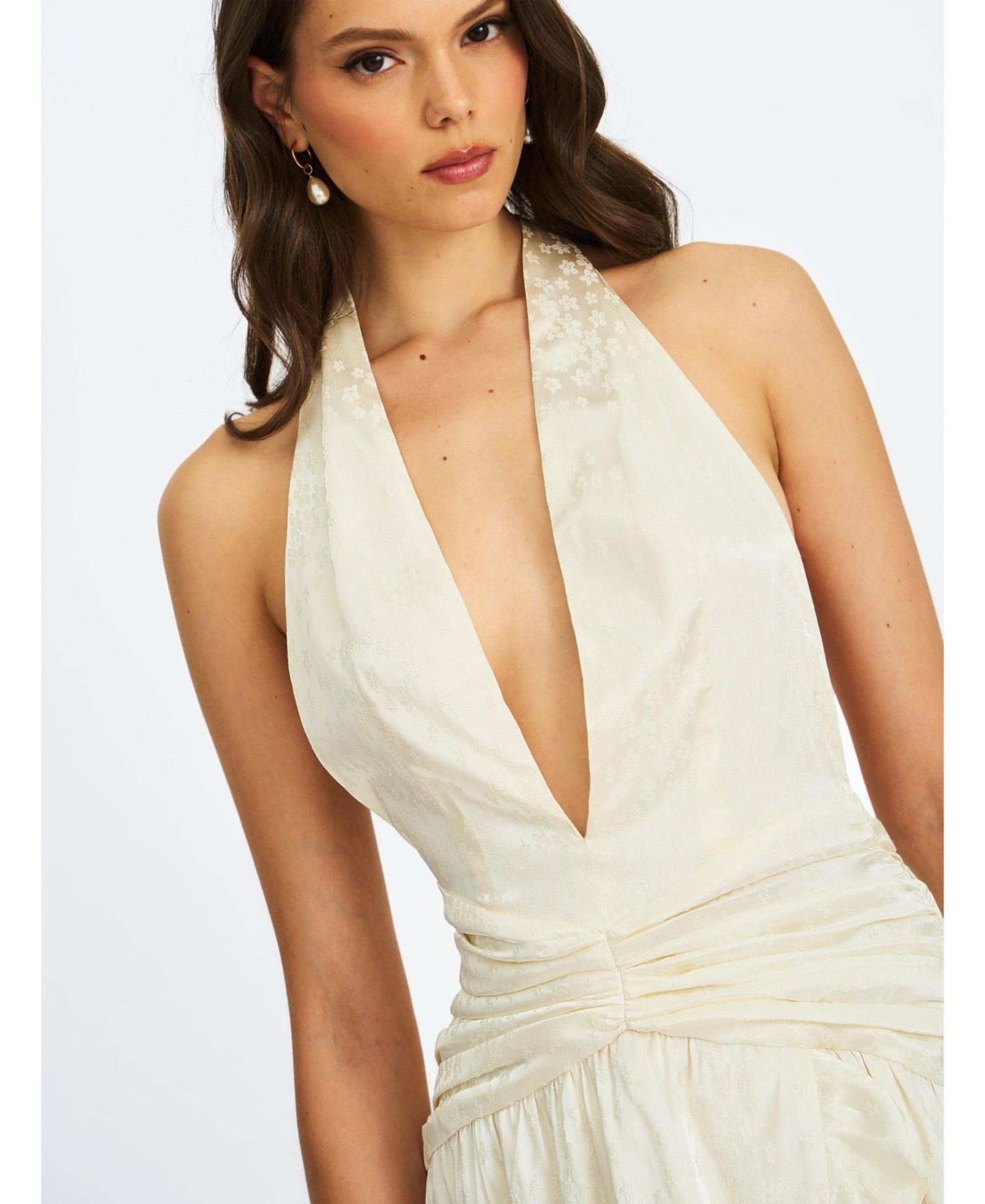 Женское платье Miss Circle Nalani Floral Ivory Ruffled Halter Maxi, цвет: Слоновая кость — фото 9