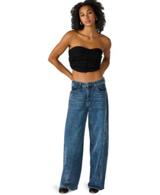 Women's Tulle Ruched Strapless Tube Top