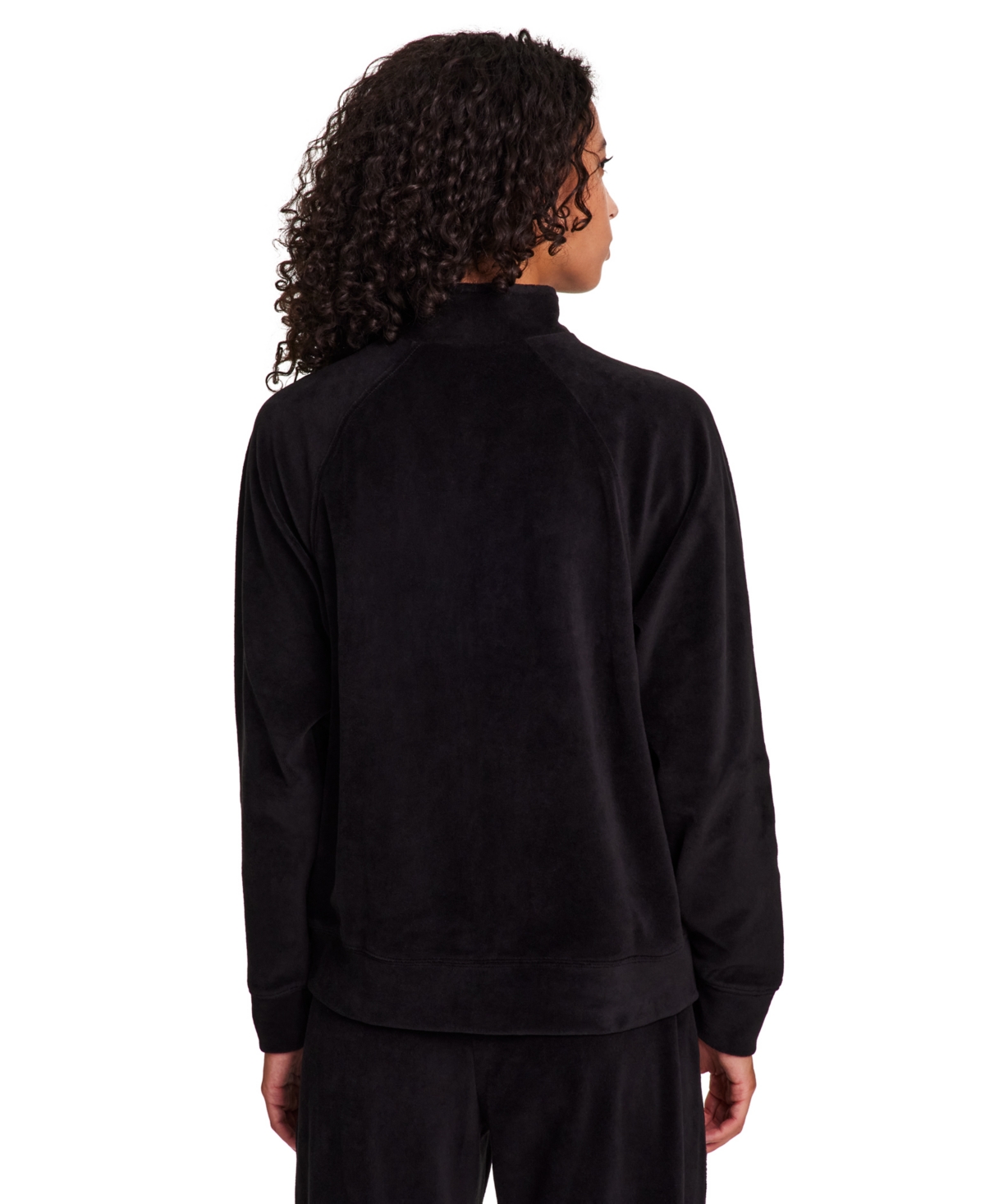 Reebok Women's New Heritage Velour Half Zip Collared Top In Black