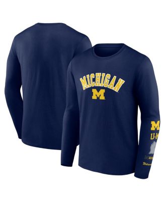 Fanatics - Men's Navy Michigan Wolverines Badging Long Sleeve T-Shirt