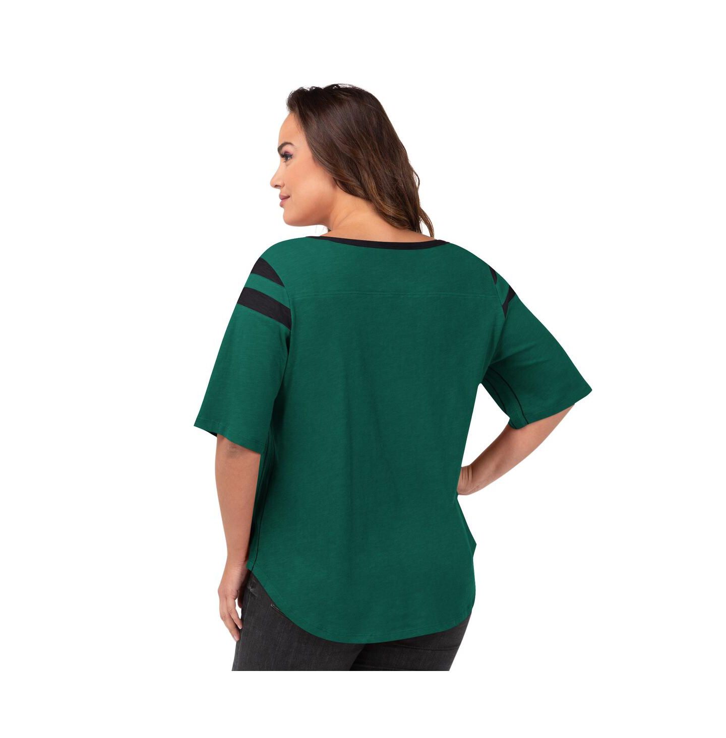 Женская футболка G-III 4Her by Carl Banks Green New York Jets Plus Size Linebacker — фото 3