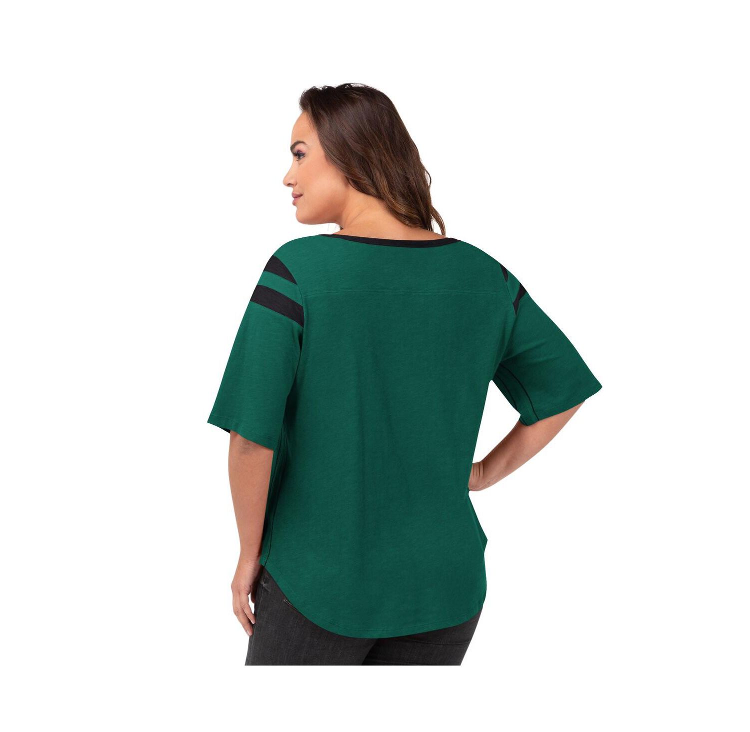 Women's Green New York Jets Plus Size Linebacker T-Shirt