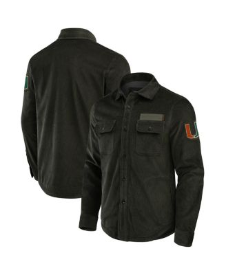 Fanatics - Men's Darius Rucker Collection by Olive Miami Hurricanes Corduroy Full-Button Shacket