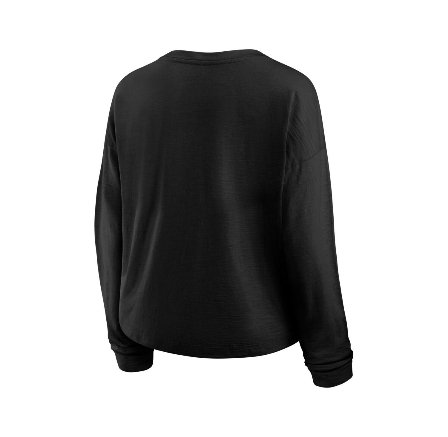 Women's Black Boston Bruins Oversized All Out Effort Long Sleeve Henley T-Shirt