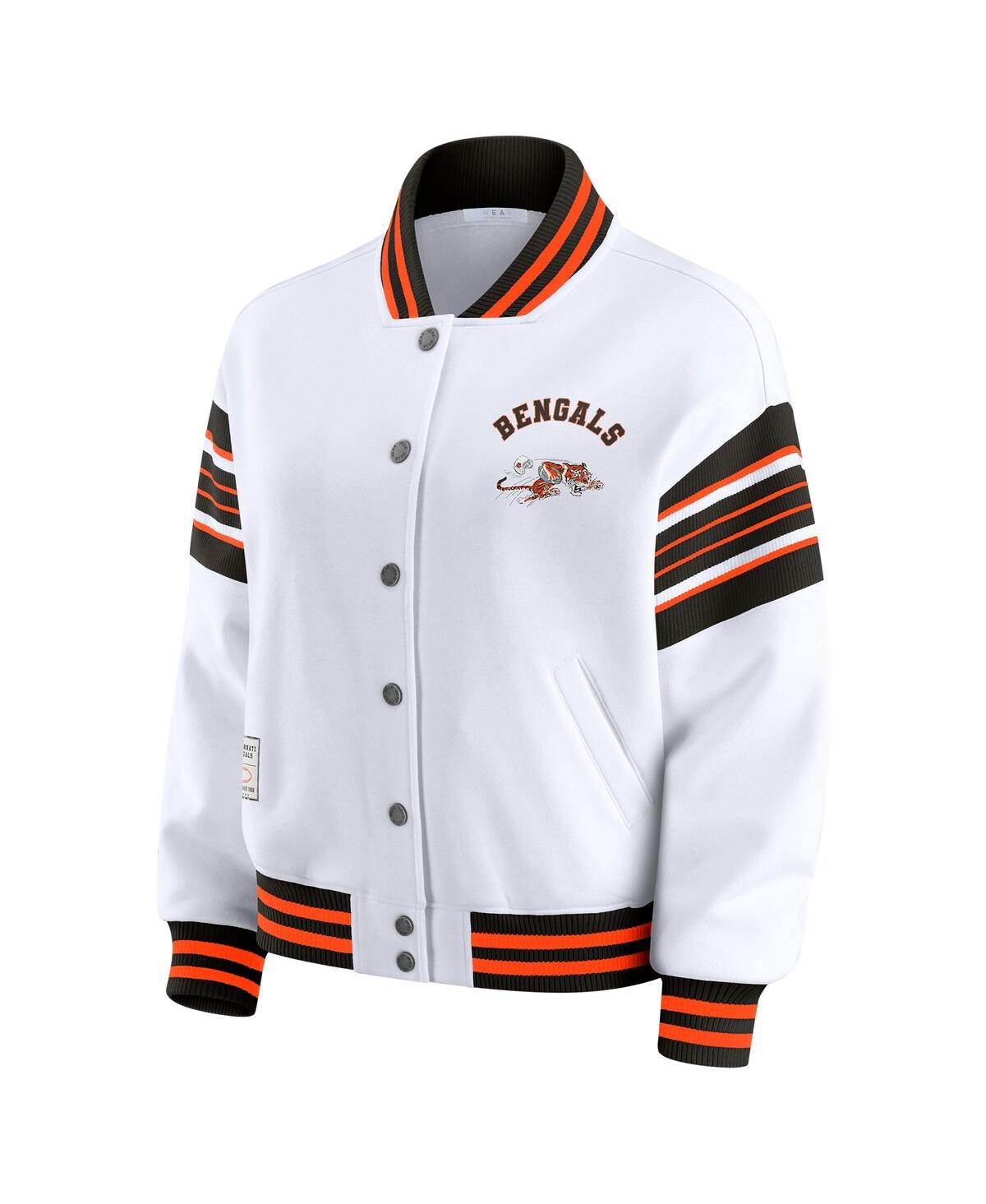 Wear By Erin Andrews White Cincinnati Bengals Full-snap Fleece Sweatshirt Jacket In Multi
