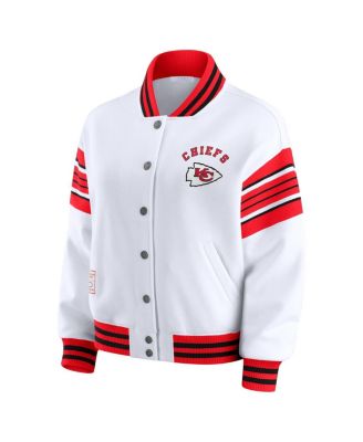 Women's White Kansas City Chiefs Full-Snap Fleece Sweatshirt Jacket
